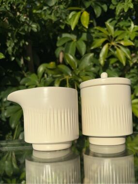 Cream Ceramic Sugar and Creamer Set